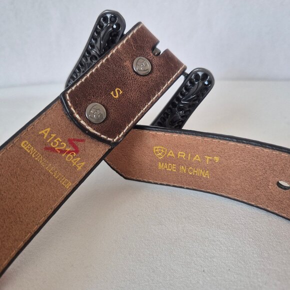 ARIAT Women's Western Belt Embossed-Leather Turquoise Rhinestone-Accent Buckle - Picture 8 of 11